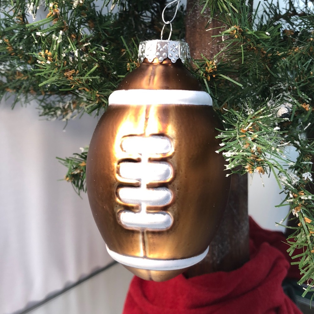 Blown glass football 🏈 Christmas ornament